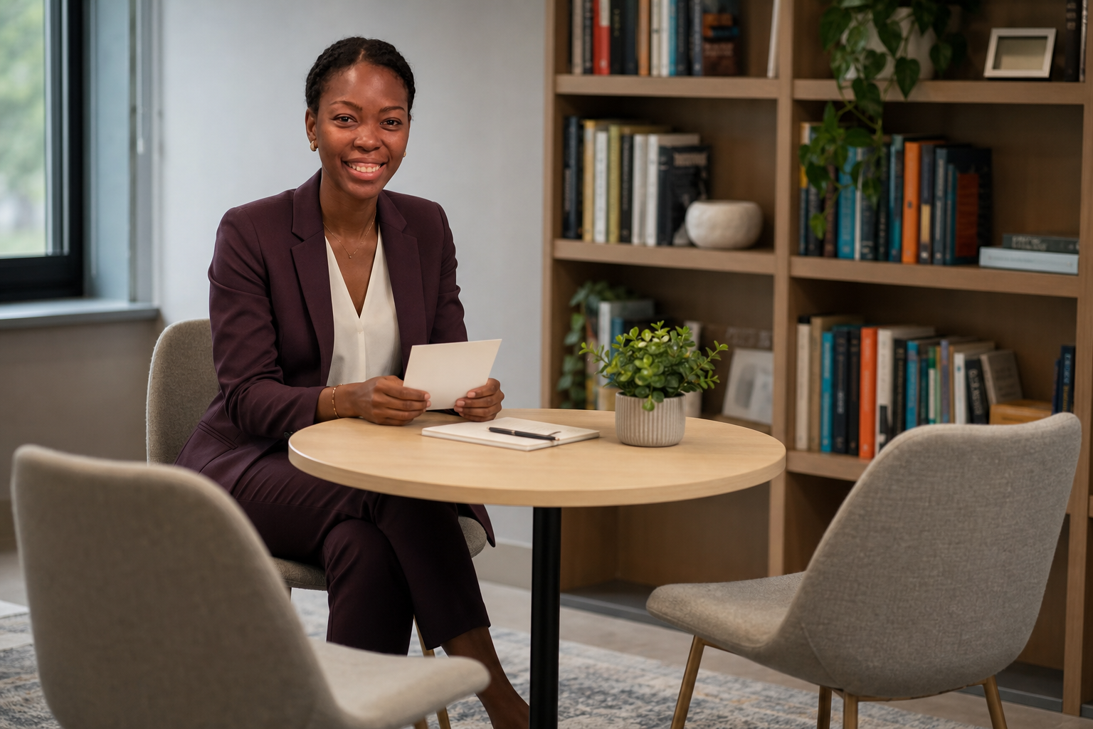 Barbara preparing a professional interview practice session
